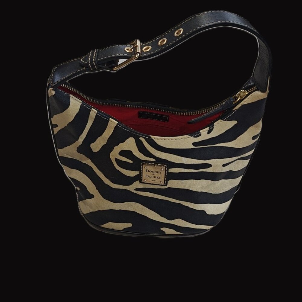 👜 Dooney & Bourke Zebra Print Leather Shoulder Bag